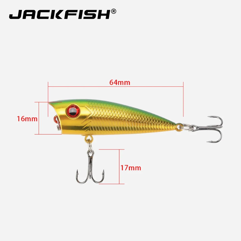 JACKFISH Поппер приманка 5 цветов 6,4 см/6,6 г рыболовная приманка с 6# крючками Рыболовная Снасть искусственные приманка жесткая приманка для воды