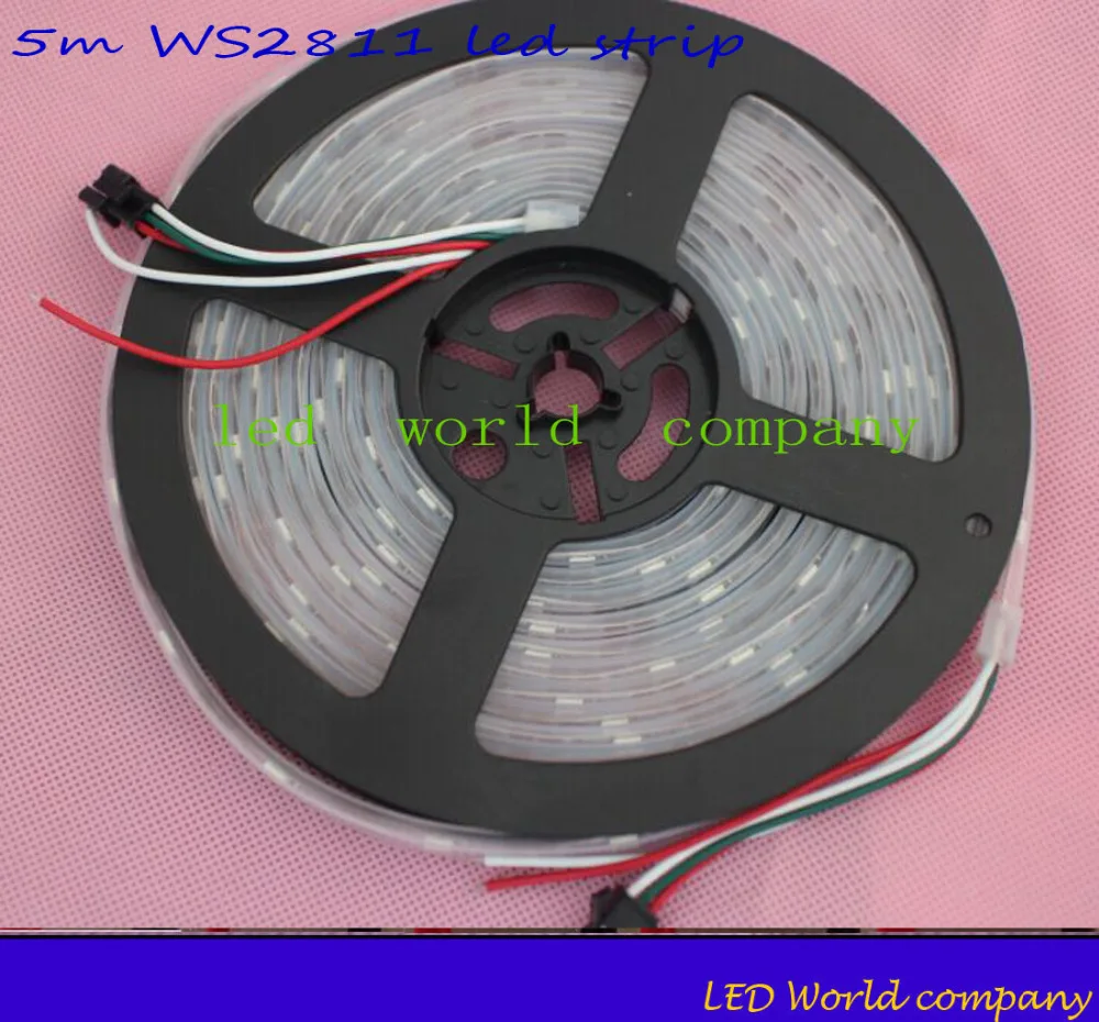 WS2811 Светодиодная лента 5 м 300/150 светодиодов IP30/65/67 ws2811 ic/meter60/30 светодиодов, DC12V белый печатных плат, 2811 светодиодные полосы Адресуемая цифровая