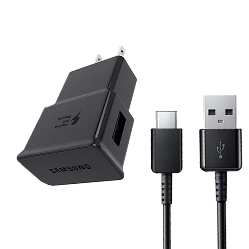 Адаптер samsung Galaxy US Plug быстрое зарядное устройство Быстрая быстрая зарядка 1,5 M type C кабель для Galaxy S10 S8 S9 Plus A30 A50 A70 Note 10 - Тип штекера: Charger and Cable