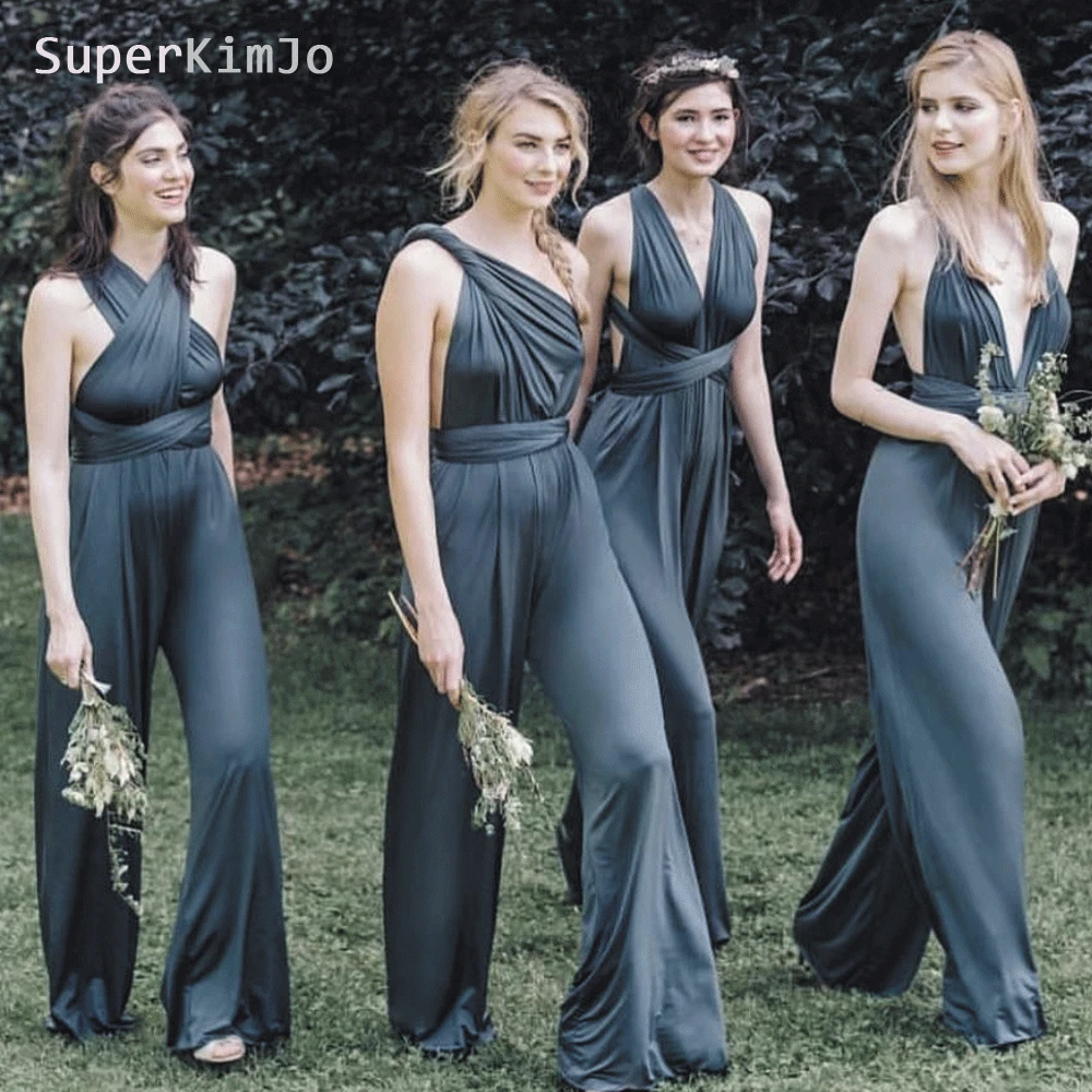 SuperKimJo Комбинезон-трансформер для свадебной вечеринки платье серые дешевые брюки подружки невесты для женщин Robe demoiseur D'honneur