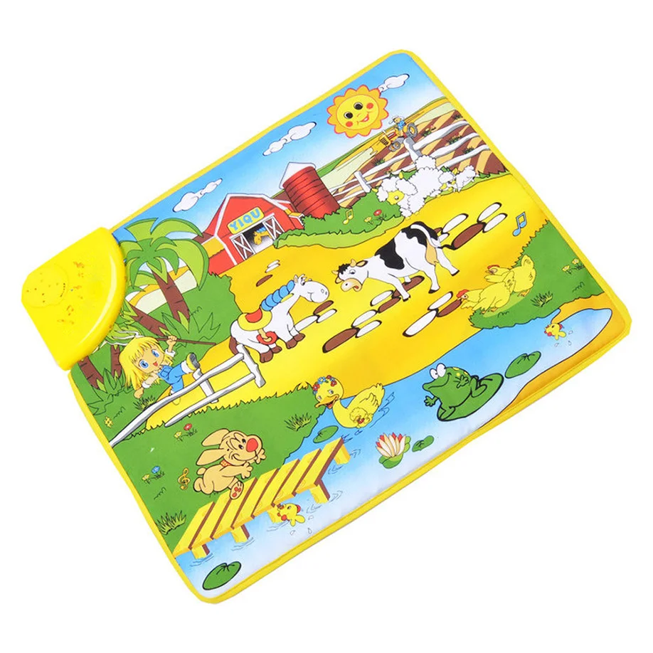 MUQGEW Learning Mat Colorful Animal Farm Flash Play Mats Toys Soft Baby