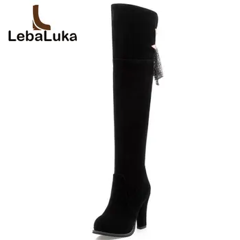 

Women High Heel Over Knee Boots Ladies Warm Winter Bowtie Bowknot Footwear Fashion Thickened Fur Zipper Woman Shoes Size 33-43