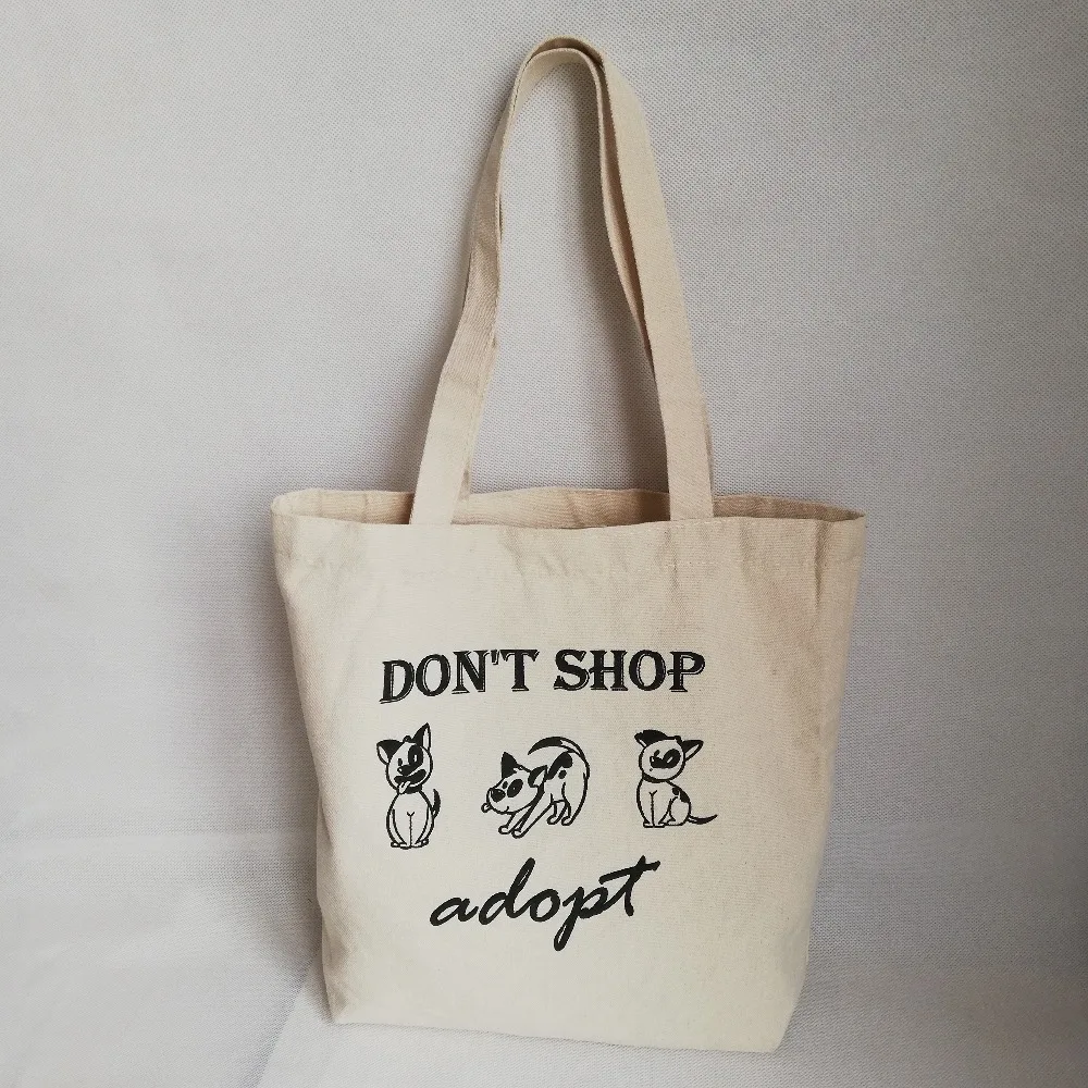 

wholesale 200pcs/lot Custom Logo Eco-friendly Calico Cotton Canvas Shopping Bag Large Capacity Cotton Fabric Tote Bag for Gifts