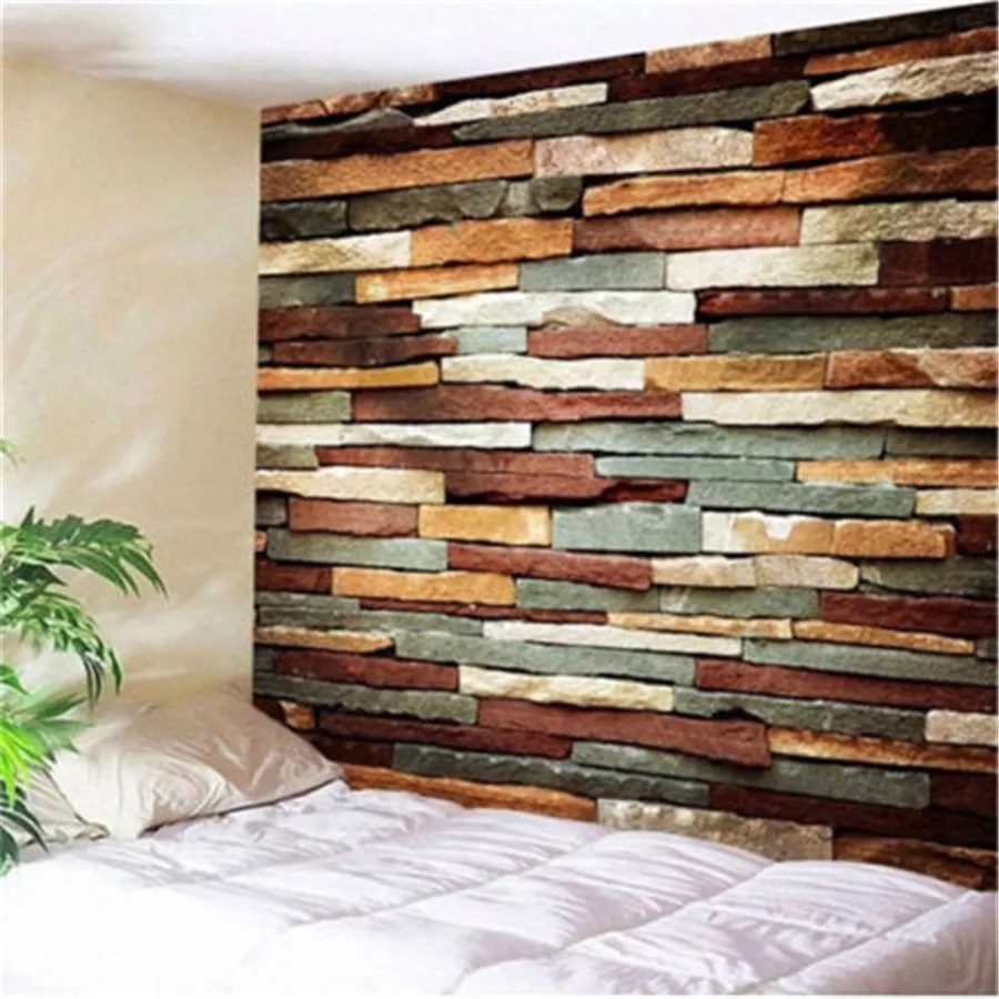 

2019 Newest Fashion 3D Stone Brick Decorative Tapestry Wall Hanging Tapestry Home Decoration