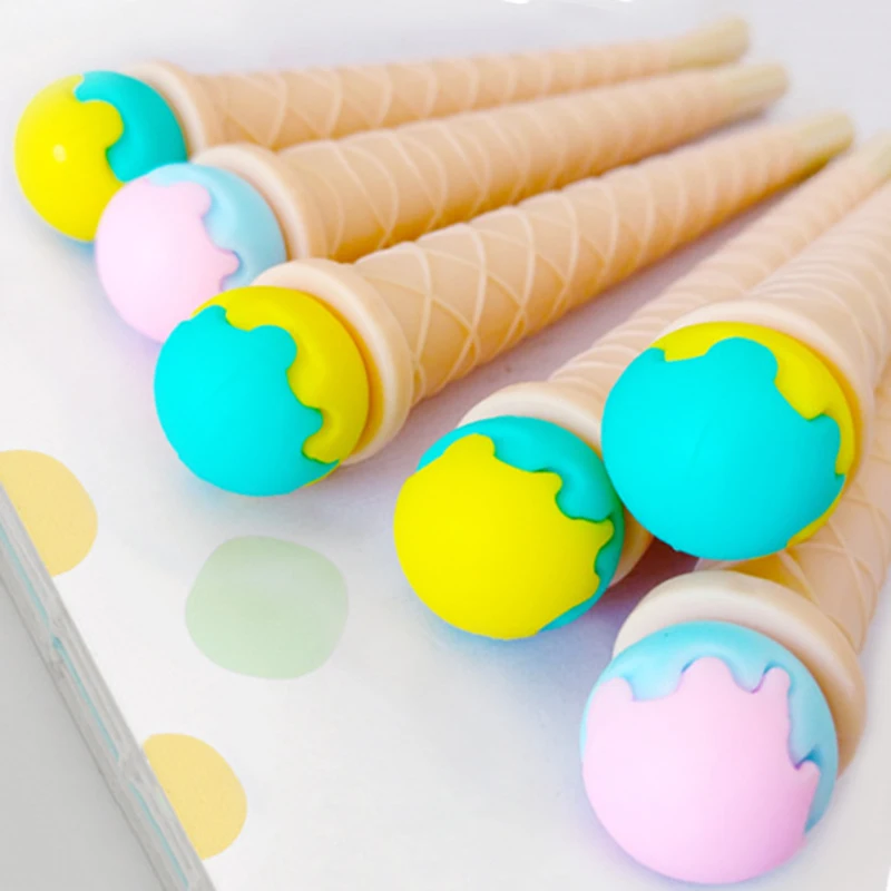 

2 PCS Cute Creative Candy Color Ice Cream Gel Pen 0.5mm Black Ink Pen Stationery for Students Office School Supplies