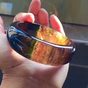 

Genuine Natural Watermelon Tourmaline Red Yellow Gemstone 58mm Crystal Woman Bangle Bracelet Inner Diameter 58