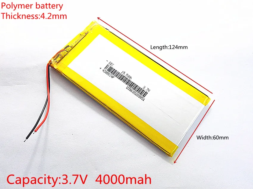 

3.7V,4000mAH (polymer lithium ion battery) Li-ion battery for tablet pc 7 inch 8 inch 9inch 4260124 Free Shipping