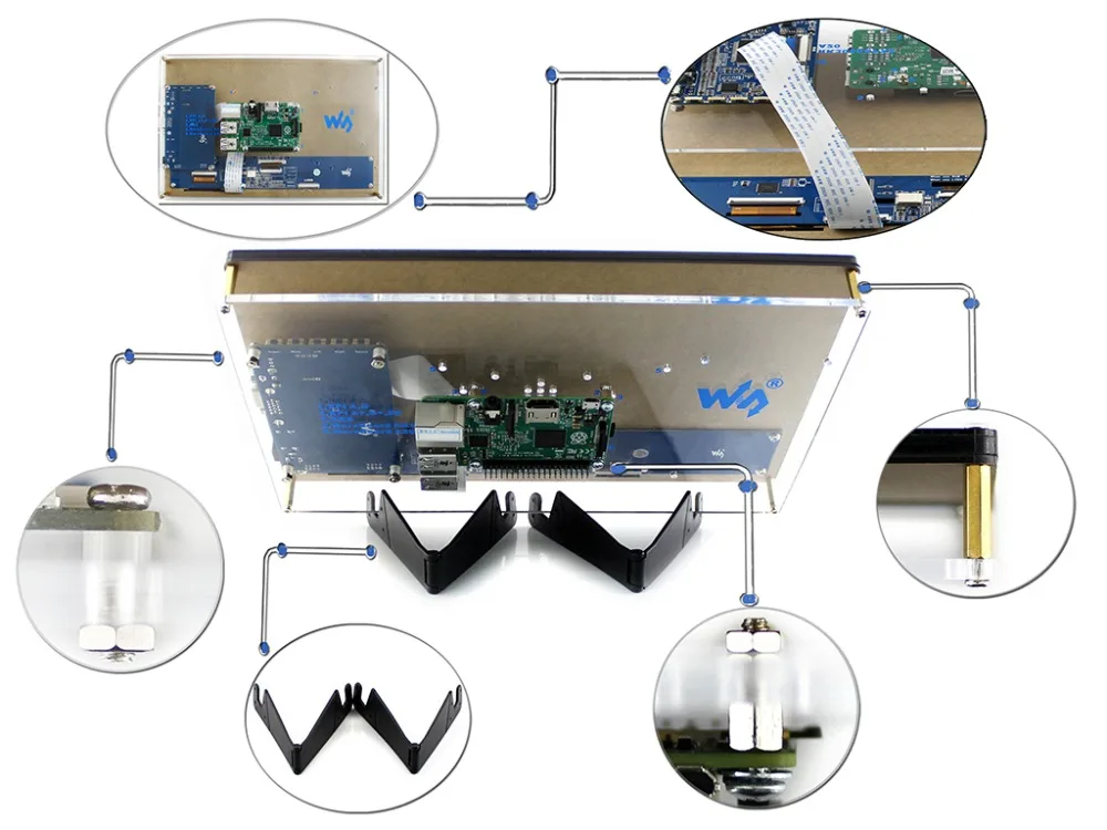 10,1 дюймовый емкостный сенсорный ЖК-экран 1024x600 для Raspberry Pi Jetson Nano HDMI дисплей с акриловым корпусом для Великобритании