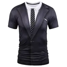 Поддельный костюм 3D печать футболка для мужчин осень О-образным вырезом мужская футболка забавная Harajuku Slim Fit Мужская футболка хип хоп