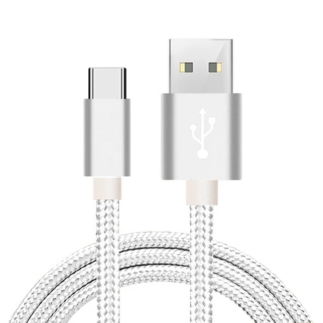 SUPTEC Прочный Плетеный Нейлоновый usb type-C кабель для samsung Xiaom huawei usb type C зарядный кабель для передачи данных USB-C шнур зарядного устройства - Цвет: Silver