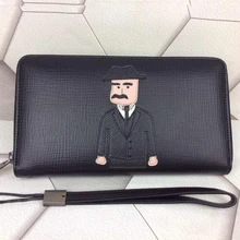 2019 Time-limited Limited Short Genuine Leather D&ga Brand Togo Trends 's Mafia Collage Doll Embossed Maffia Wallet Leathrt