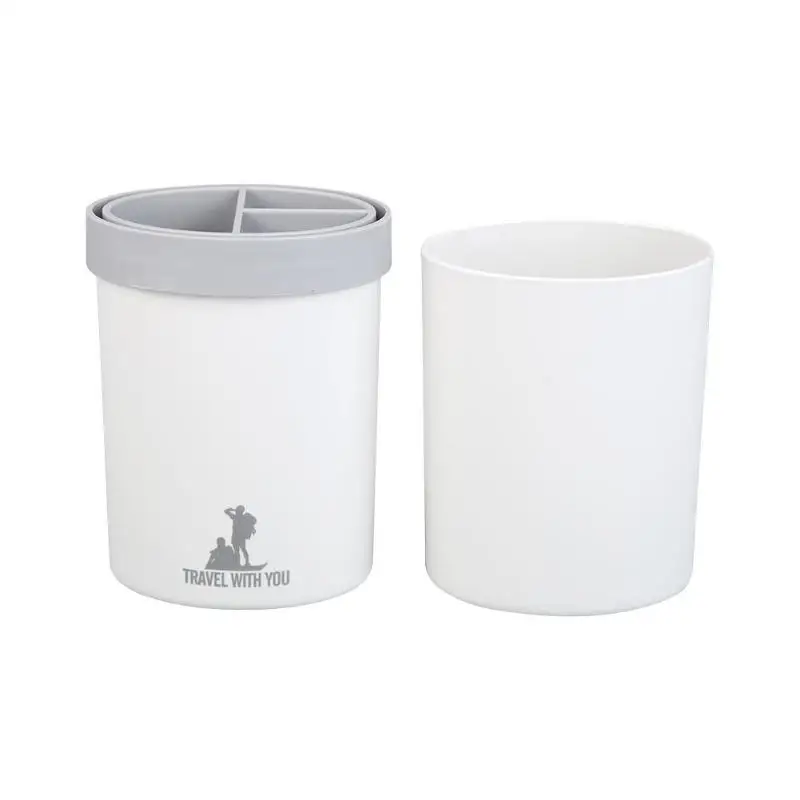 Пластиковый держатель для зубных щеток Путешествия Ванна подставка для зубной пасты стакана воды Ванная комната Продукты чашка для полоскания рта Зубная щётка коробка - Цвет: Белый