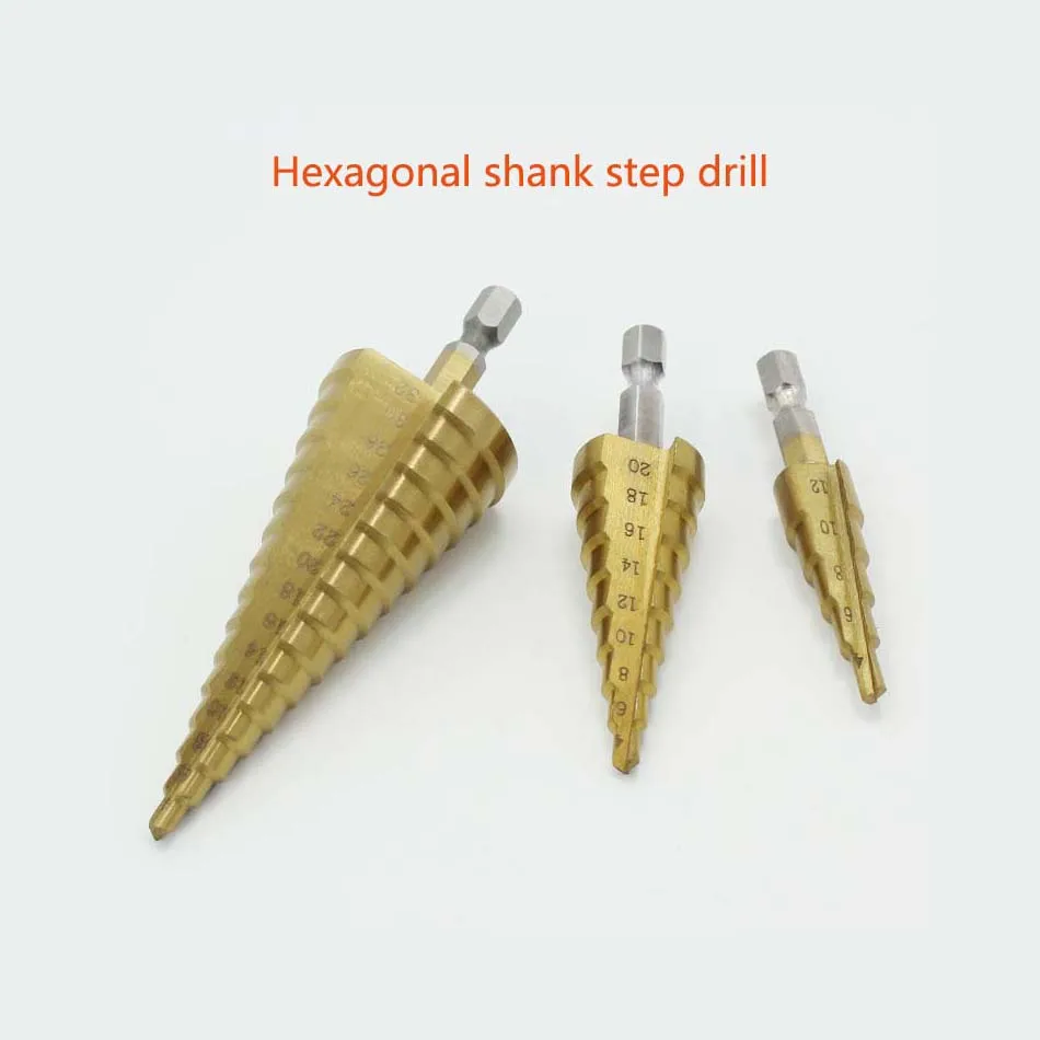 

3pcs Step Cone Cutting Tools Hss Titanium Step Drill Bits 3-12/4-12/4-20/4-32mm Hole Cutter Steel Woodworking Metal Drilling Set