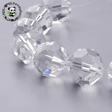 Contas redondas de vidro facetado, 6mm 8mm 10mm 12mm 18mm 20mm transparente para fabricação de jóias