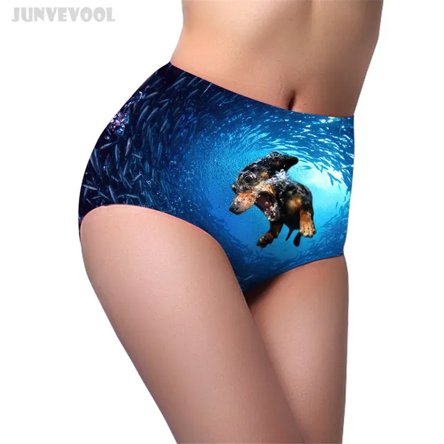 Animal Women Briefs High Waist Funny Dog Underwear Women's High Cut