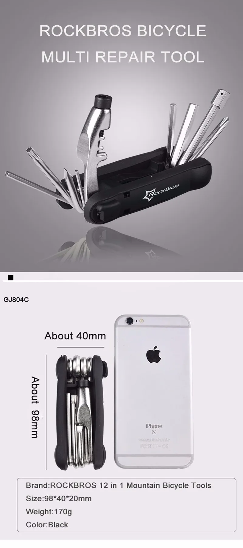 7Hot ROCKBROS High Hardness Premium Alloy Bicycle Pocket Repair Tools 11 in 1 Set Folding Mini Multifunction Cycling Bike Tools