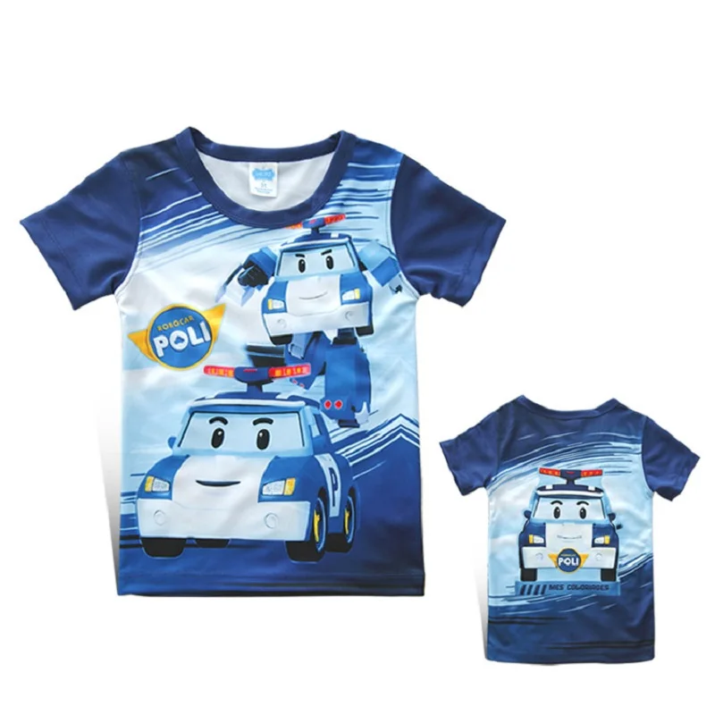 

2019 new arrival boys and girls t-shirt POLI ROBOCAR Cartoon Kids summer T-shirt Kids