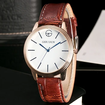 

Fashion Rose gold 2017 Men Watches Business Luxury Casual Quartz Wristwatch Leather Strap Male Clock watch relogio masculino K4