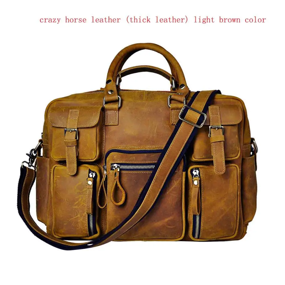 light brown Crazy Horse кожа модные Бизнес портфель, плечевая сумка мужской дизайн, рюкзак для путешествий с отделением для лэптопа, документ Повседневная сумка тоут сумка-портфель 3061bu - Цвет: light brown