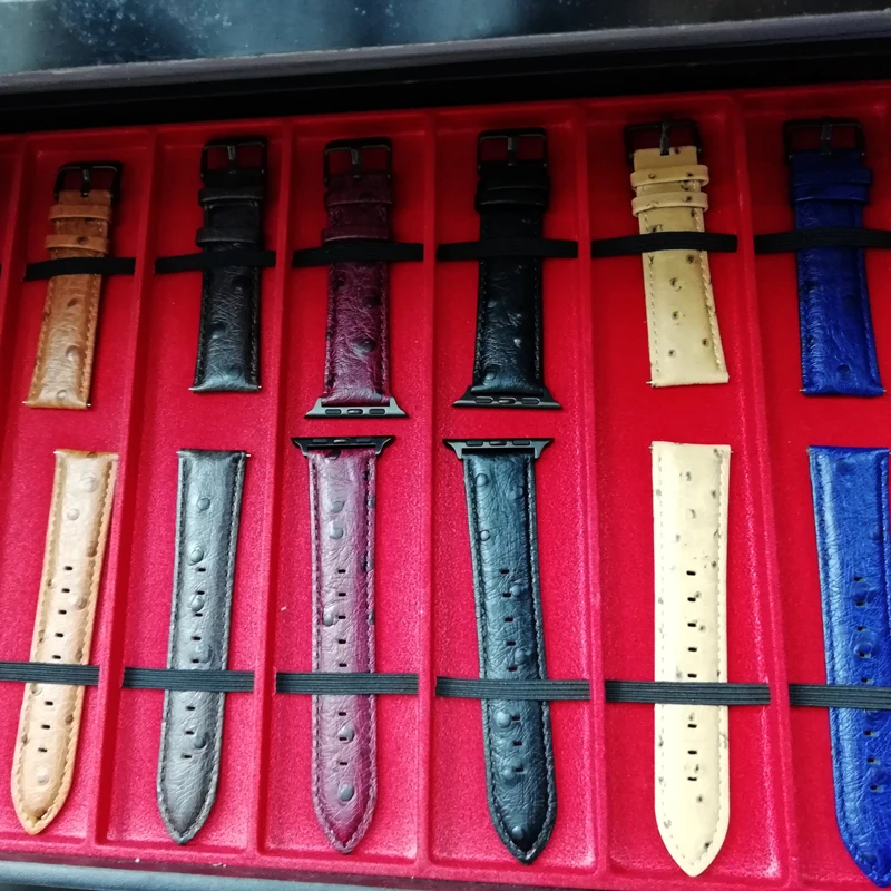 

2018 New Ostrich pattern leather strap for apple watch band 42 mm/38 mm for iwatch band 1/2/3 Replaceable Accessories man bands