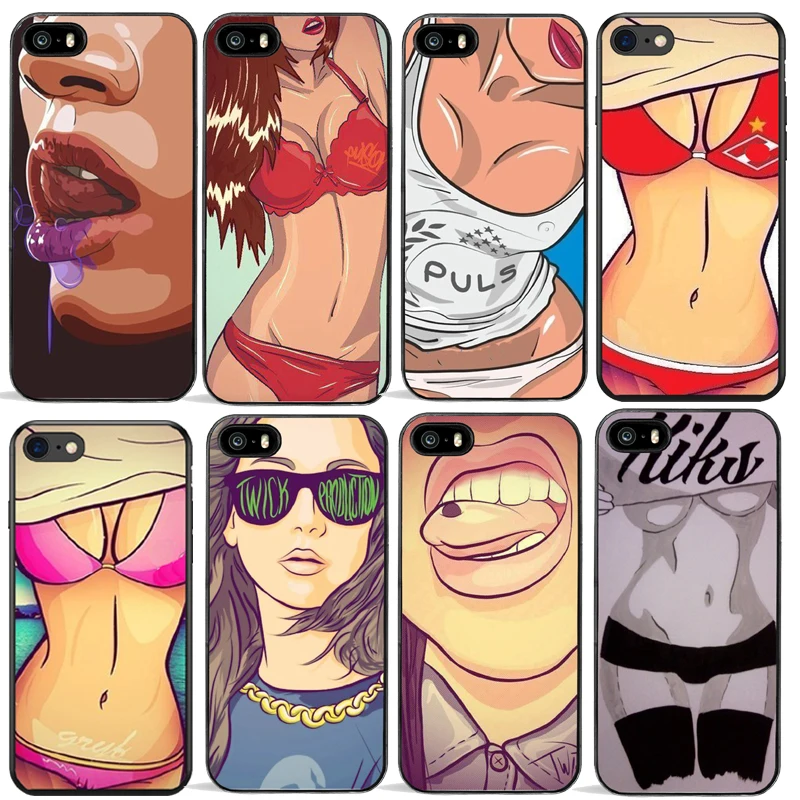Phone Cases Fashion Sexy Girls Print Design Black Soft silicone Clear Case Cover for Iphone8 8Plus 7 7Plus 6 6SPlus 5S SE X Coque