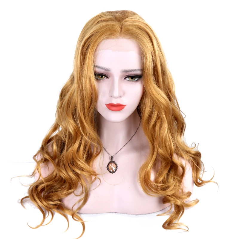 Synthetic Lace Front Wigs Auburn Body Wave Long Blond Hair Wig Heat Resistant Fiber Hand Tied For Women body-wave : image Synthetic Lace Front Wigs Auburn Body Wave Long Blond Hair Wig Heat Resistant Fiber Hand Tied For Women body-wave