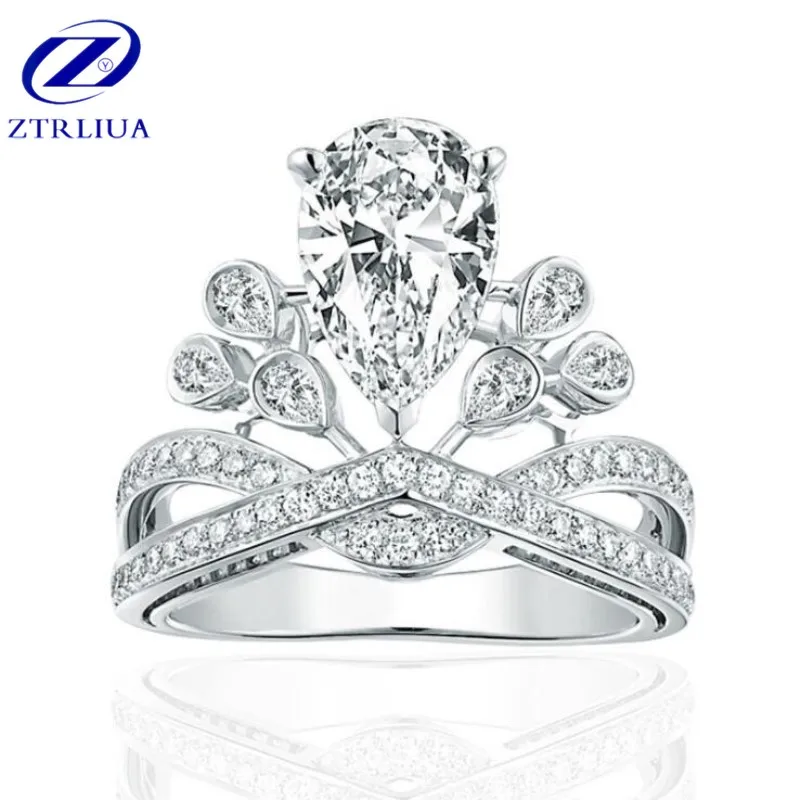 

Atmosphere High-end Full Of Crystal Exquisite Fashion 925 Sterling Silver Jewelry Temperament Crown Opening Rings SR341