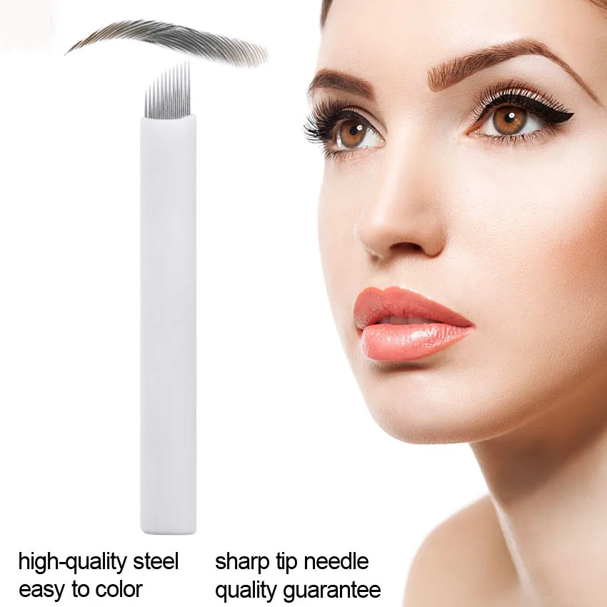 

Microblading Needles Eyebrow Lip Liner Microblading Needles 60Pcs Tattoo Blades Sterilized Stainless Steel for Tattoo Manual Pen