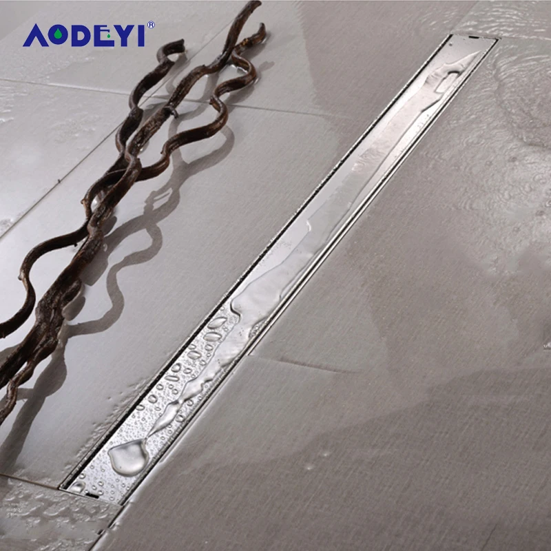 AODEYI 600mm Long Strip Floor Drain 304 Stainless Steel Odor resistant With Tile Insert Grate