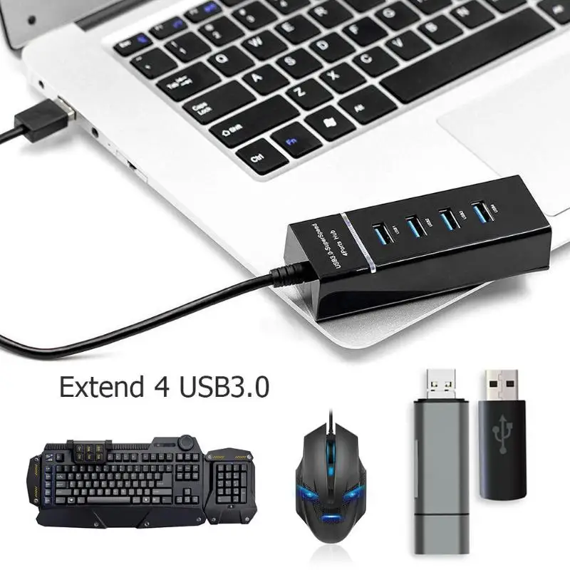 4 порта, USB 3,0, концентратор, супер скорость, 5 Гбит/с, конвертер, кабель, адаптер, разветвитель для ноутбука, ПК, ноутбука, высокое качество, 4 порта, USB 3,0, концентратор