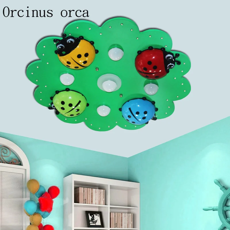 

Cartoon creation colorful Ladybug ceiling lamp children's room boy girl baby bedroom warm eye protection LED ceiling lamp