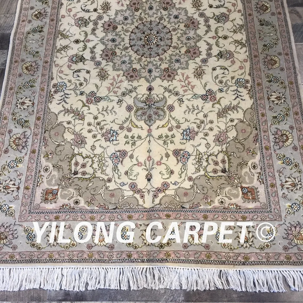 Yilong 4'x6' персидский ручной работы шерсть шелк Восточная семейная комната традиционный ковёр из шелка и шерсти(WY2074S4x6