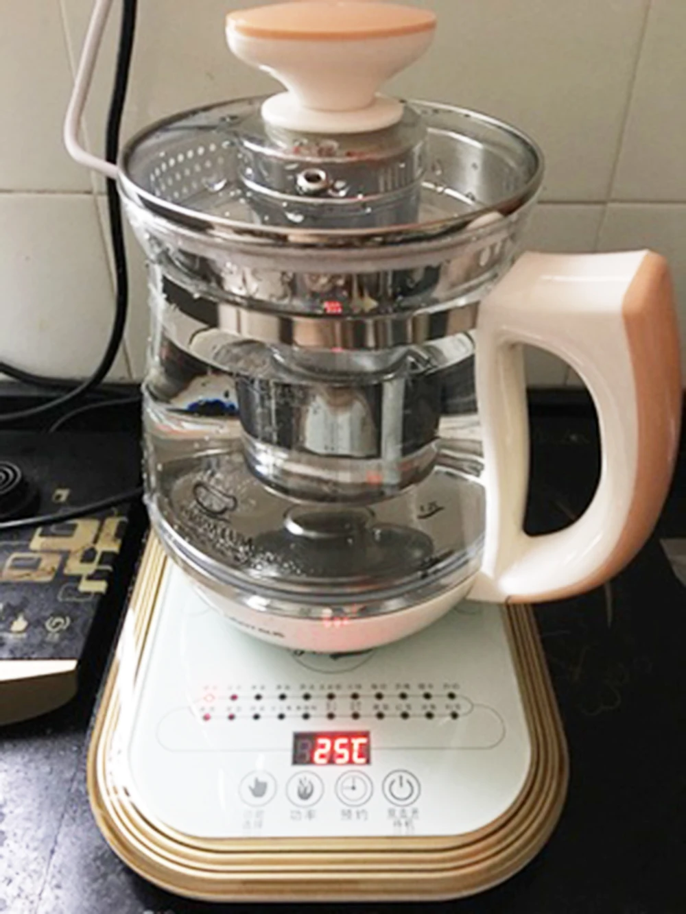 Electric kettle with thick glass insulation full automatic temperature control