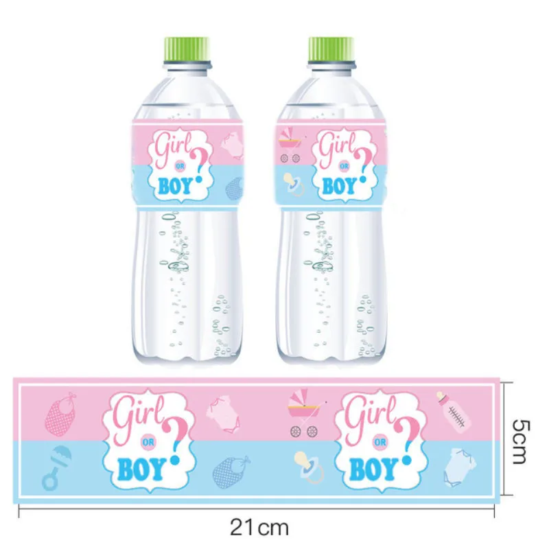 

12pcs Gender Reveal Party Decoratons Boy Or Girl Mineral Water Bottle Stickers Baby Shower 1th Birthday Party Supplies
