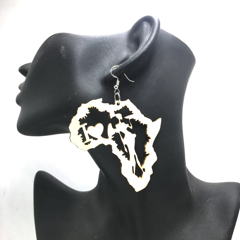 

I Love Africa Tribal Wooden Earrings can mxied 3 designs