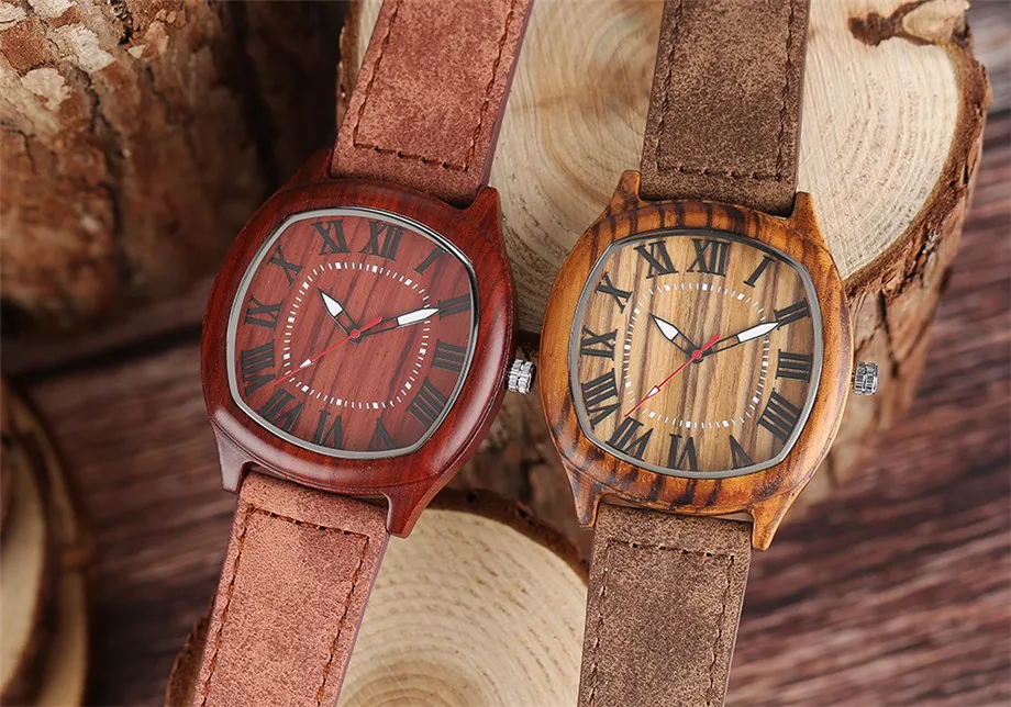 YISUYA Bamboo Wooden Watches Mens Creative Wood Wristwatch Analog Quartz Leather Vintage Roman Numerals Fashion Unique Clock Gifts Sport Casual Watch (24)