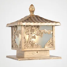 Королевский Алюминий сплав выгравированы на капитель колонны пейзаж сосновая рельеф декоративная для сада/освещения двора E27 Водонепроницаемый огни