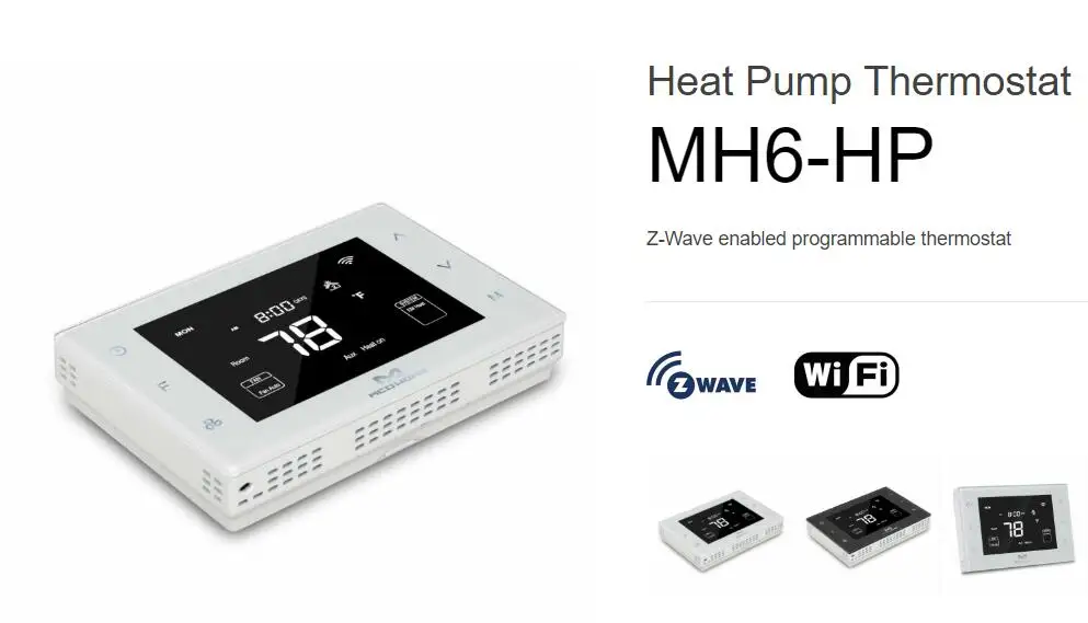 

MCOHOME Heat Pump Thermostat MH6-HP Z-Wave enabled programmable thermostat