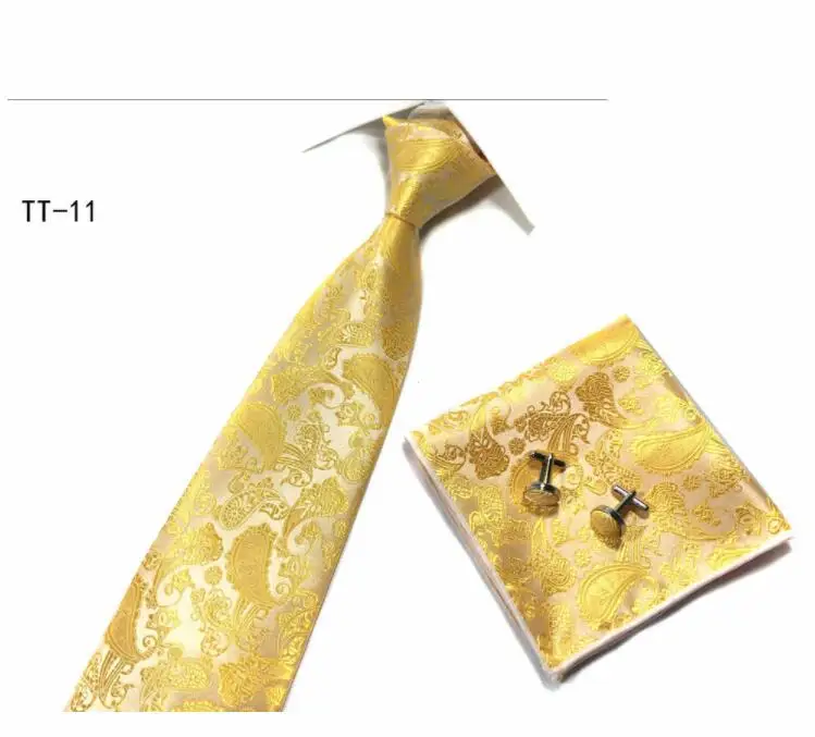 Горячая распродажа мужские аксессуары Мода Повседневный Набор галстука запонки галстук и карман квадратный