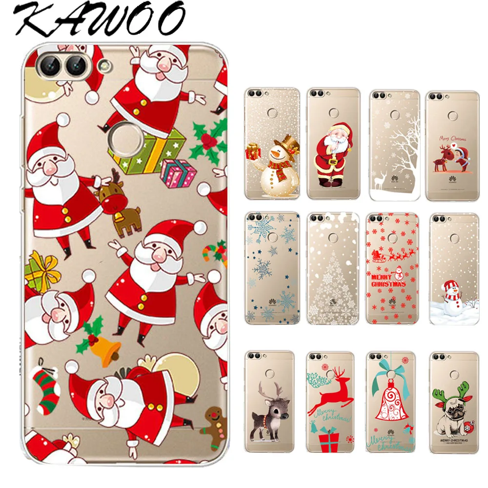 Christmas Festive Santa Reindeer Printed Soft TPU Case sFor Huawei P Smart Y5 2017 Y6 2018 Mate 20 Lite Honor 10 8X Clear Cover  (6)