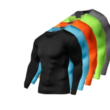Лето осень мужская футболка для бега колготки с длинным рукавом Топы И Футболки для мужчин компрессионная рубашка для фитнеса быстросохнущая Спортивная футболка