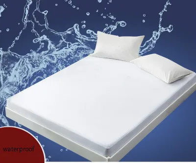 White Waterproof Mattress Cover Elastic Band Protective Mica Ice Silk Cool Mattress Cover Anti-dus Ttwin Bed Mattress Cover - Color: 1