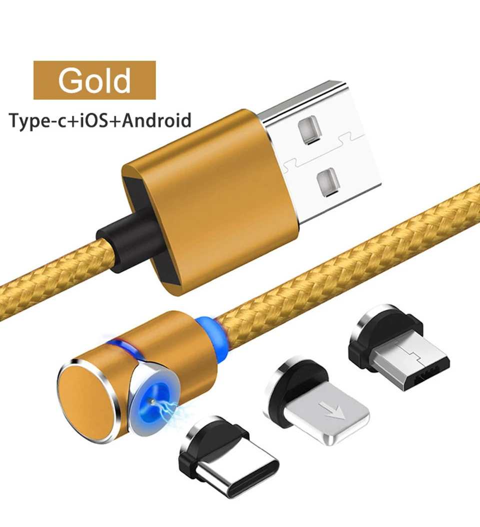 Магнитный USB Micro type C Android iOS универсальный кабель для мобильного телефона провод l-образный локоть нейлоновые кабели для передачи данных для игр