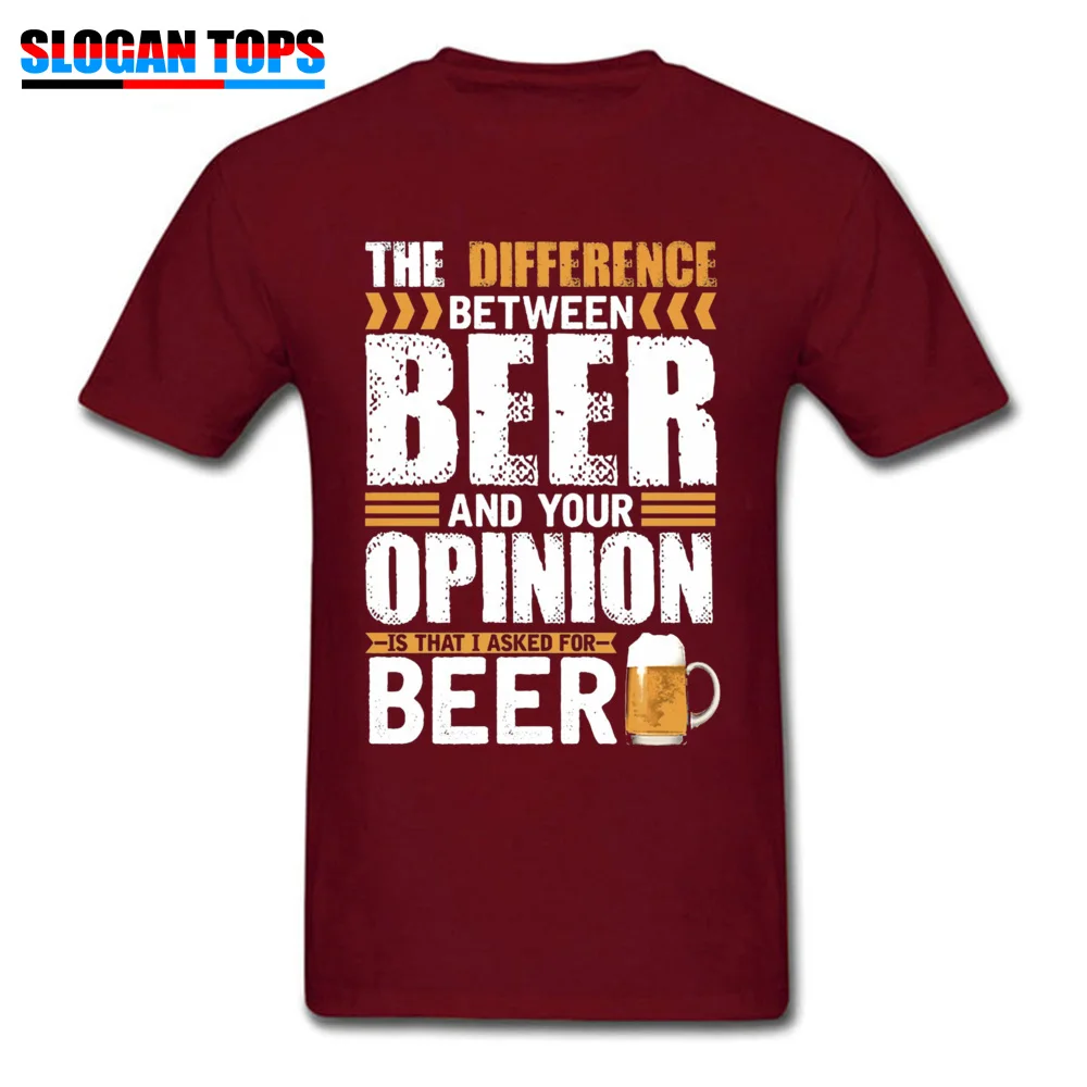 3D Printed Tees New Arrival Crewneck Casual Short Sleeve Cotton Men's T Shirt Print T-Shirt Drop Shipping Difference Between Beer And Your Opinion 3087 maroon