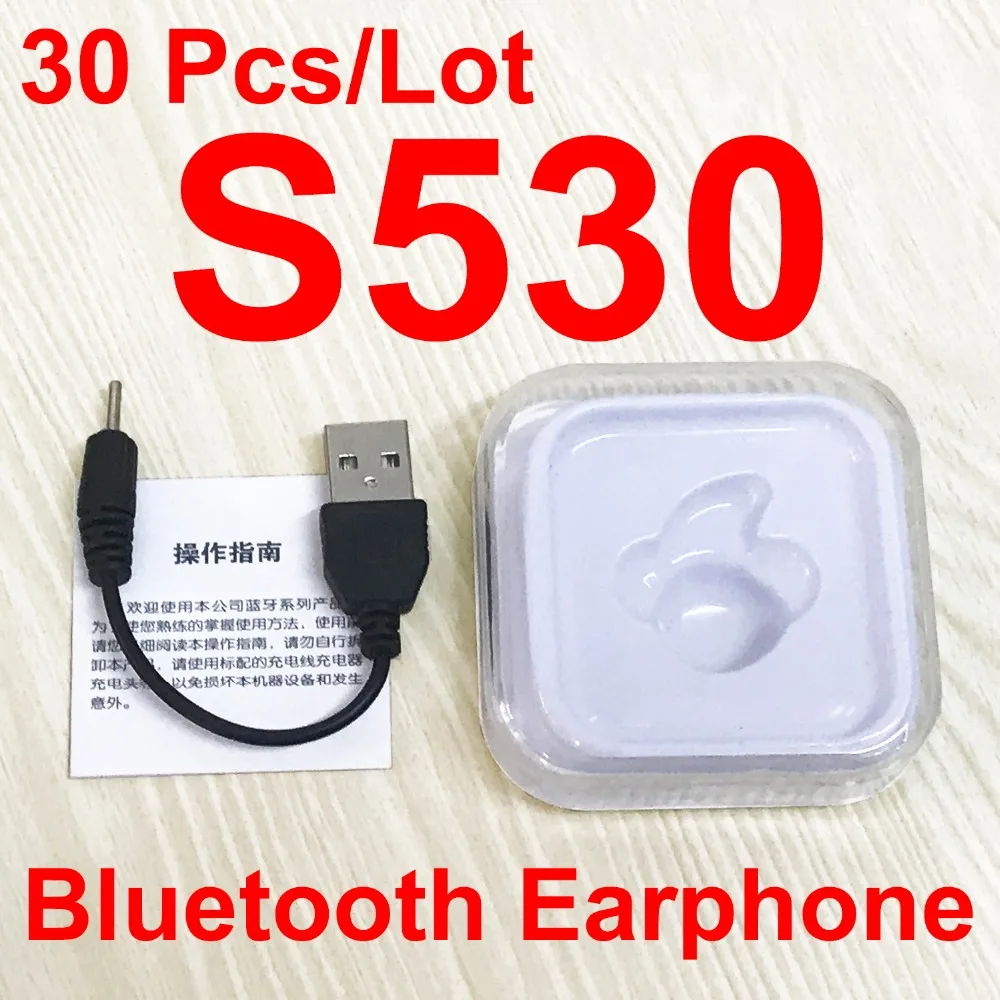 30 шт./лот S530 мини беспроводные Bluetooth наушники в ухо наушники гарнитура для наушников вызов с микрофоном для Android IOS Телефон
