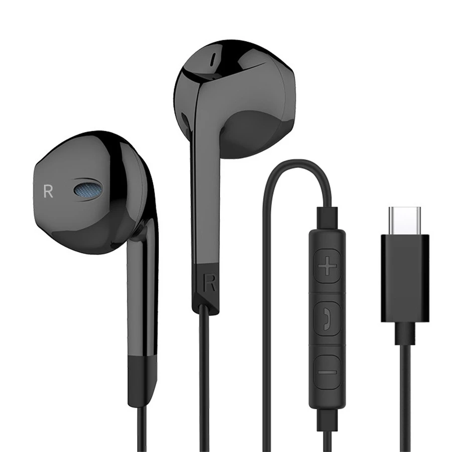 Type C Earphone Hifi Wired Control Stereo Earphones Sport Headset with Mic for xiaomi 6 Huawei