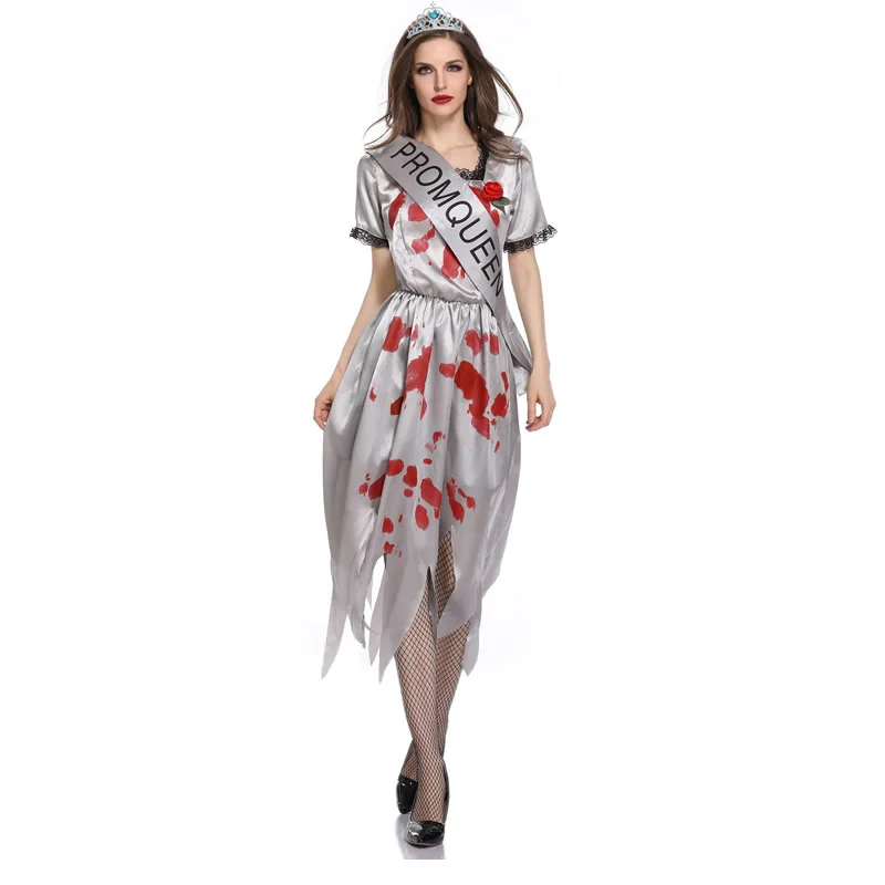 Хэллоуин для взрослых Для женщин страшные зомби Косплэй Красота Театрализованное Костюм кровавая мисс почти будет костюмы