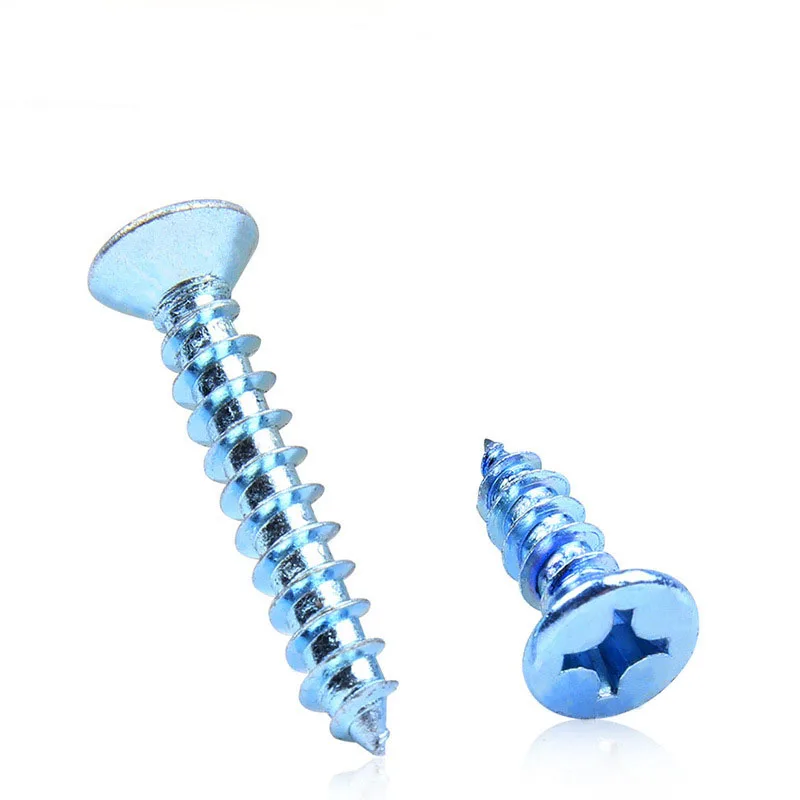 30Pcs M5*12/16/20/25/30/35/40/50mm Length Phillips Cross Countersunk head self-tapping screws Blue zinc plus hard wood bolts |