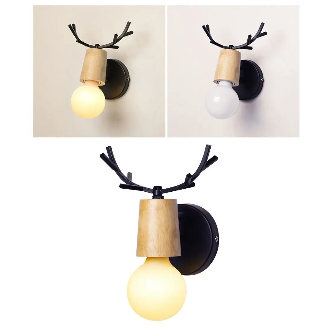 Black Loft Antique Iron retro lamp Simple Antlers Wall lamp American country Retro Restaurant Bar Corridor Aisle Wall Wall lamp