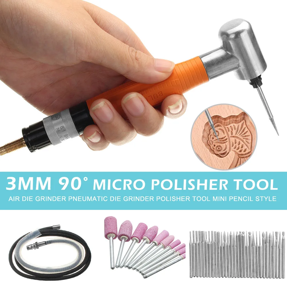 

90 Degree 3MM Pneumatic Micro Grinder Angle Air Die Pencil Polisher Tool _WK